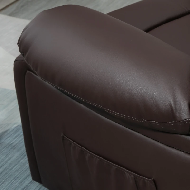 HOMCOM Poltrona Relax Reclinabile con Maniglia e Tasche Laterali, 100x89x100cm, Marrone