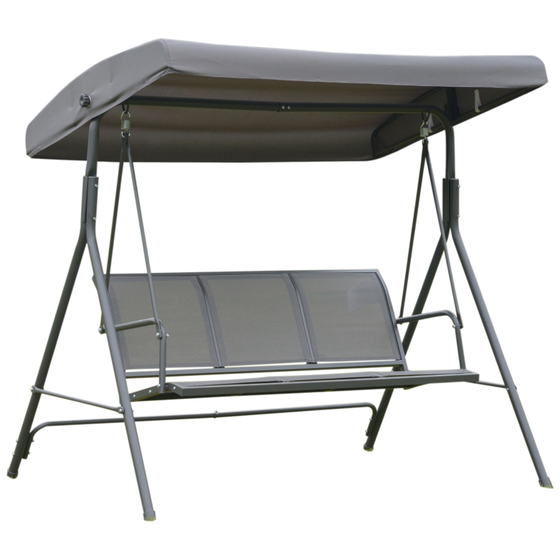 Outsunny Dondolo 3 Posti con Baldacchino in Acciaio e Tessuto Poliestere, Grigio, 178x111x155cm