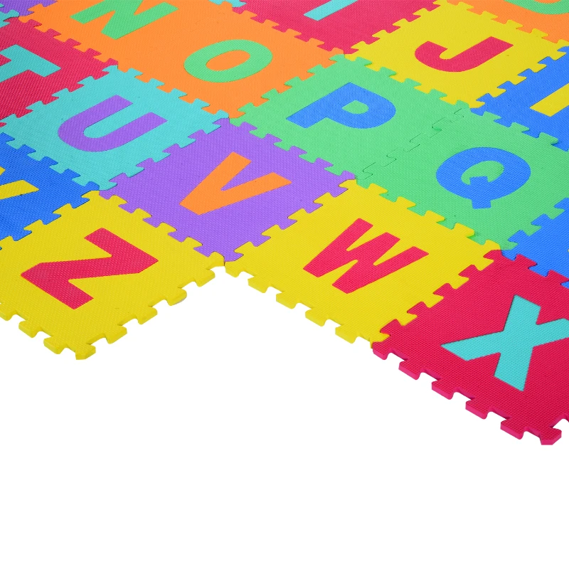 HOMCOM Covoras Puzzle pentru Joc Set 26 Bucati 31x31cm, colorat