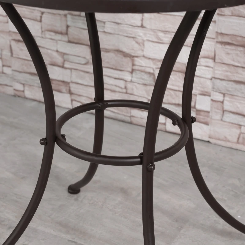 Mobilier de Gradina Outsunny Set 3 Piese cu 2 Scaune Pliante si 1 Masuta, din Metal si Ceramica, Multicolor