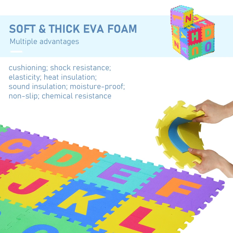 HOMCOM Covoras Puzzle pentru Joc Set 26 Bucati 31x31cm, colorat