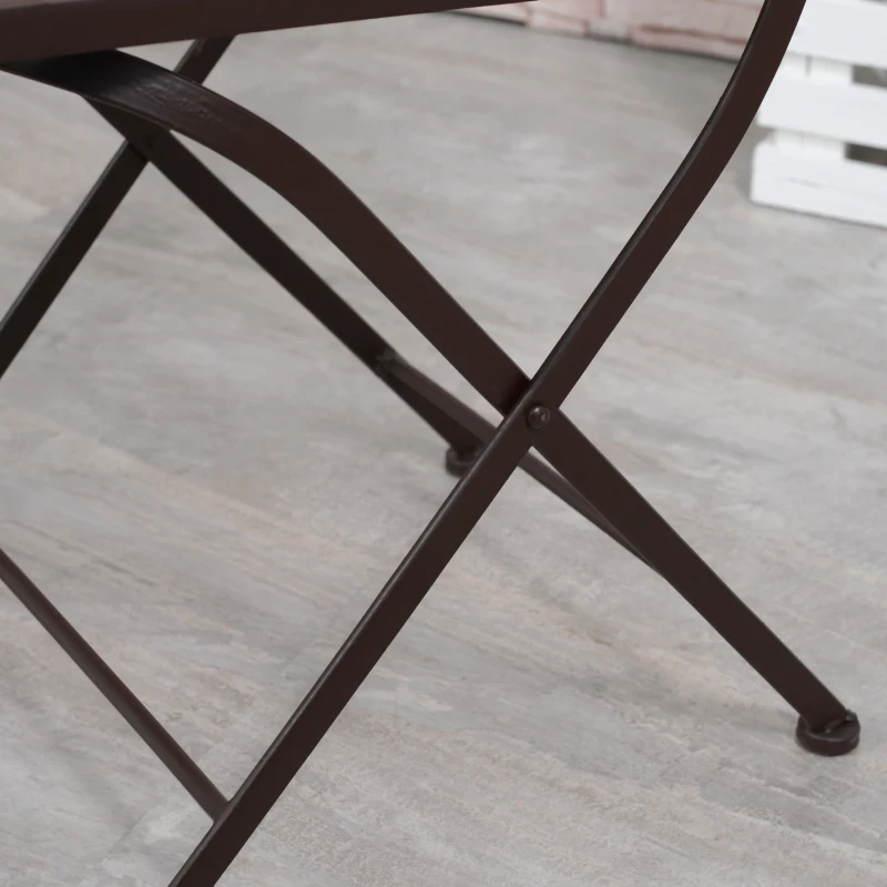 Mobilier de Gradina Outsunny Set 3 Piese cu 2 Scaune Pliante si 1 Masuta, din Metal si Ceramica, Multicolor