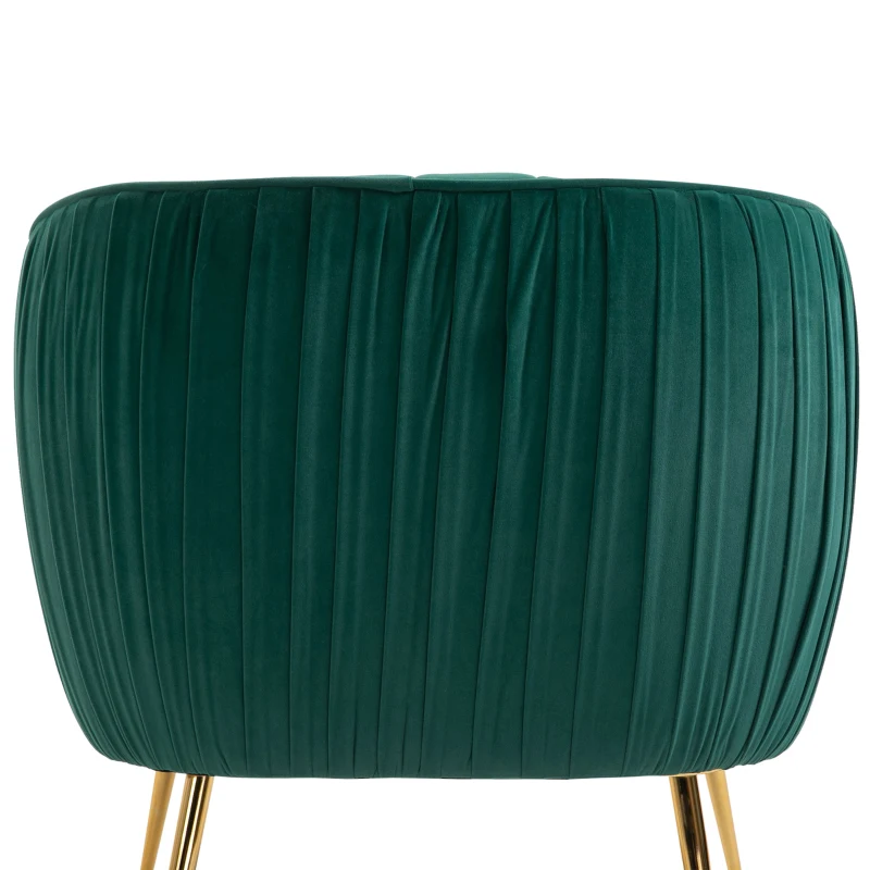 HOMCOM Velvet-Feel Tub Armchair, with Gold Tone Legs - Green