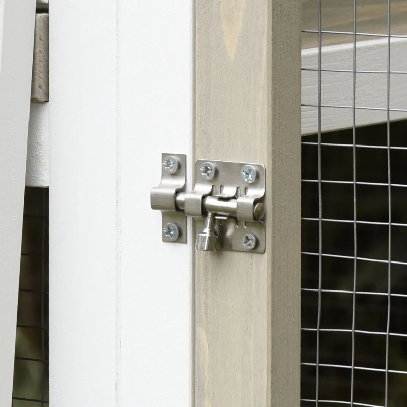 PawHut Gallinero de Madera para Exterior Jaula Grande para Gallinas Pollos con Caseta de 2 Niveles Zona Abierta Nido Bandeja Extraíble y Techo Asfáltico 235x83x171 cm Gris