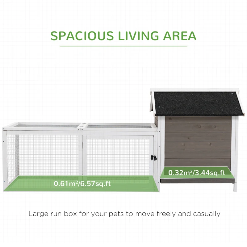 PawHut Chicken Coop with Run Hen House Wooden Poultry Cage Coops w/ Nesting Box Removable Tray Outdoor 180 x 92 x 78 cm, Grey