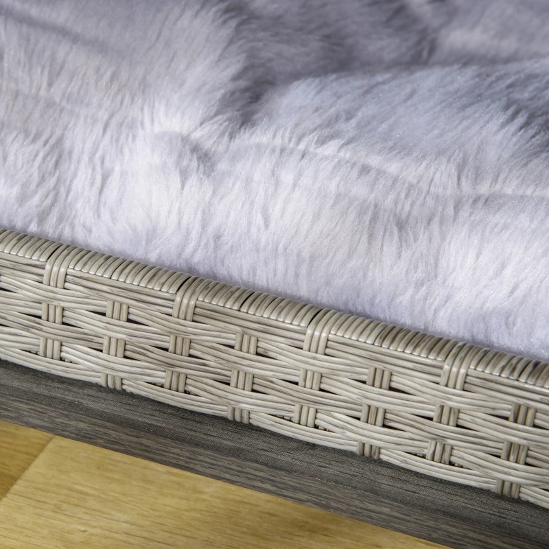 PawHut Wicker Dog House, Rattan Pet Bed, Cat House, End Table Furniture, with Soft Cushion, Adjustable Feet, for Small and Medium Dogs Grey, 80 x 54 x 61.5 cm