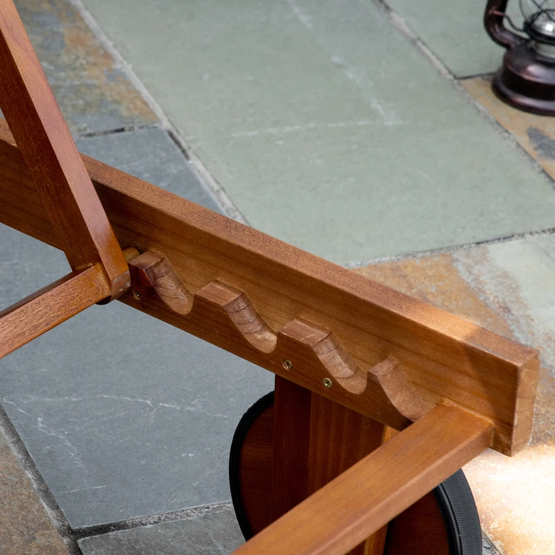 Outsunny Sezlong din Lemn de Salcam cu Roti si Spatar Reglabil, Alb