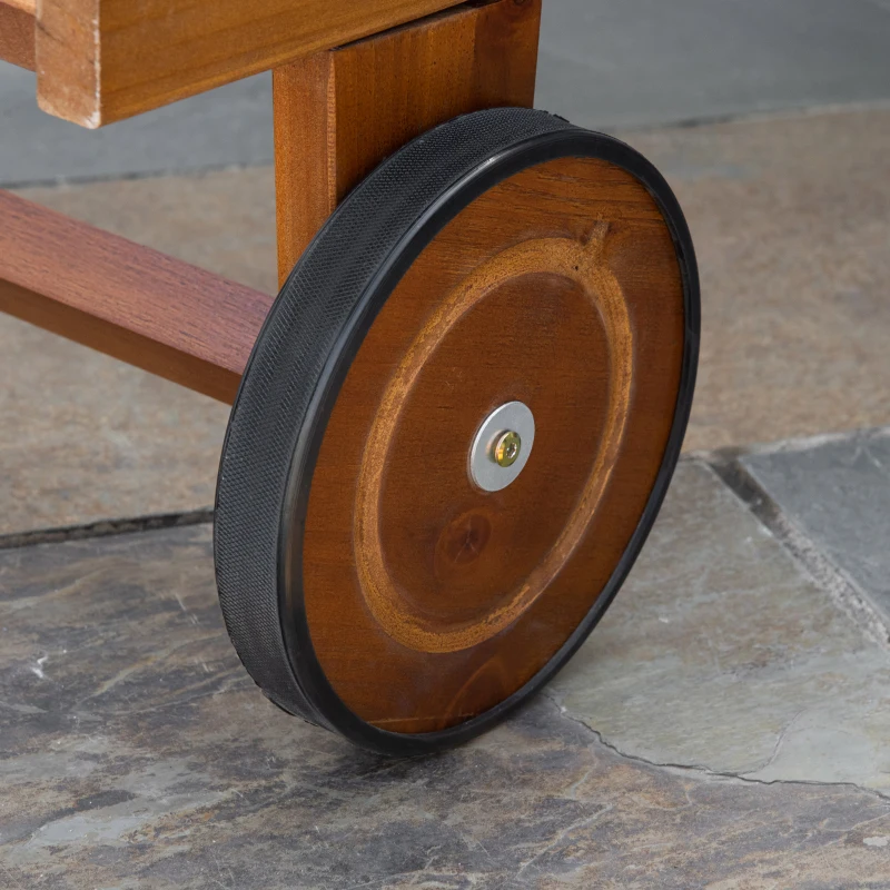 Outsunny Sezlong din Lemn de Salcam cu Roti si Spatar Reglabil, Alb