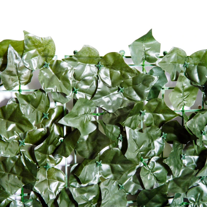 Outsunny Artificial Leaf Hedge Screen Privacy Fence Panel for Garden Outdoor Indoor Decor 3 x 1.5M Dark Green