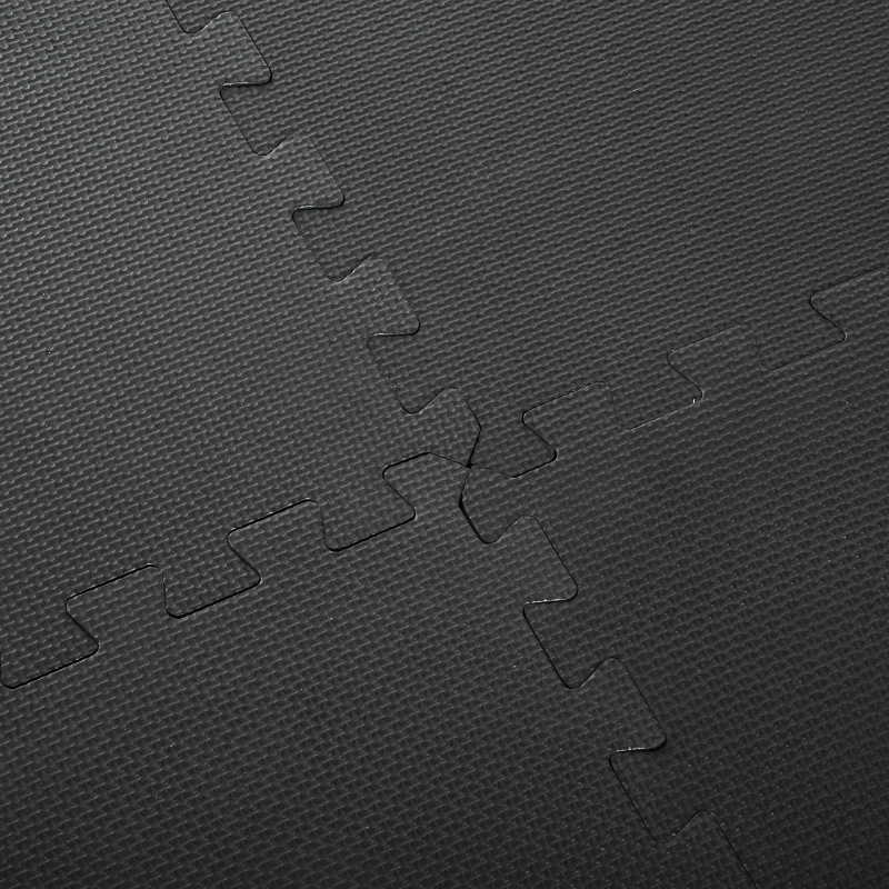 HOMCOM Tapis en Mousse de Protection Sol Tapis de Fitness 62 cm x 62 cm x 1 cm avec Bordures Tapis Puzzle 25 pièces 9,3 m² de Surface Noir