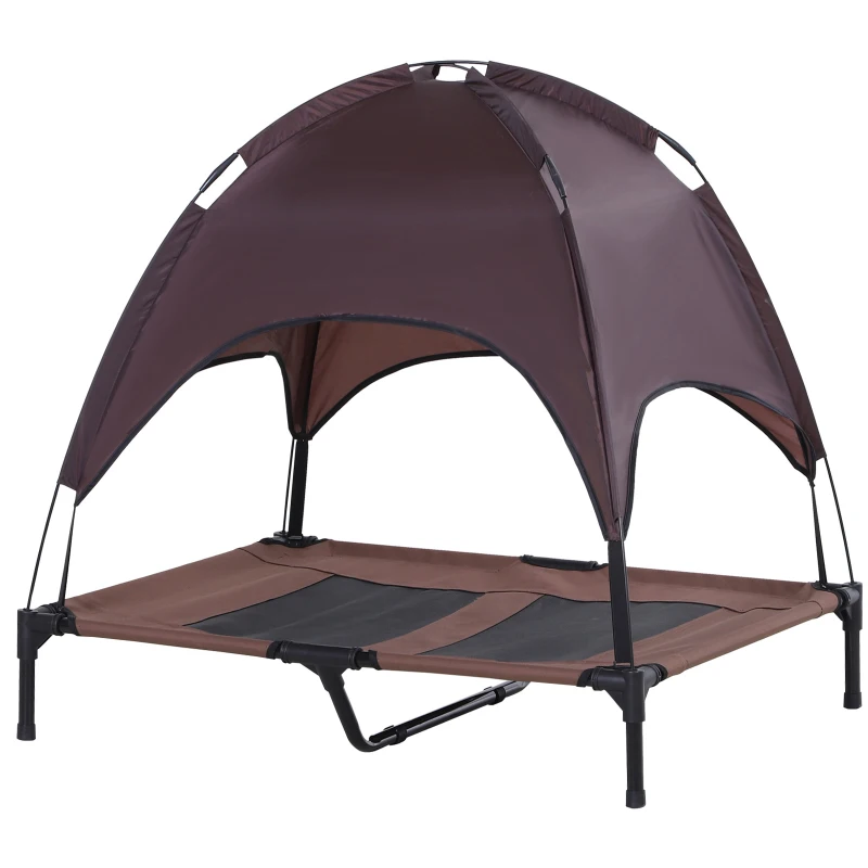 PawHut Elevated Pet Bed Dog Foldable Outdoor Cot Tent Canopy Shelter Instant 92 L x 76 W x 90 H cm Coffee