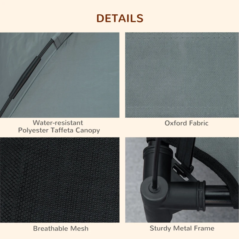 PawHut Raised Dog Bed Waterproof Elevated Pet Cot with Breathable Mesh UV Protection Canopy Grey, for Small Dogs, 61 x 46 x 62cm