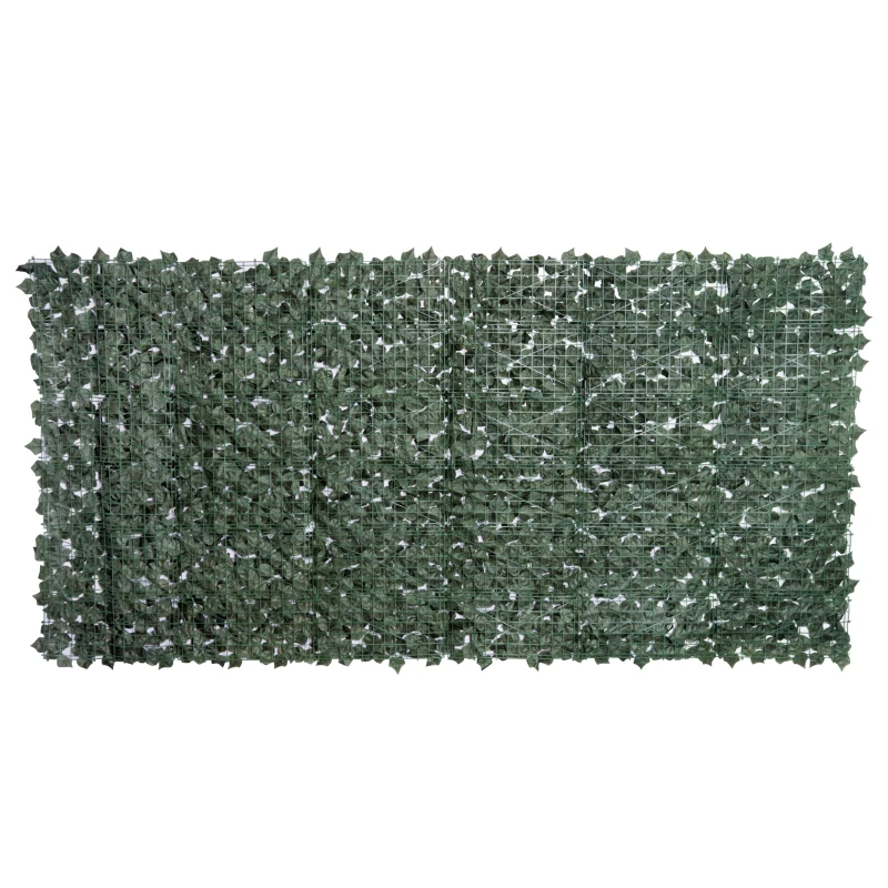 Outsunny Artificial Leaf Hedge Screen Privacy Fence Panel for Garden Outdoor Indoor Decor 3 x 1.5M Dark Green