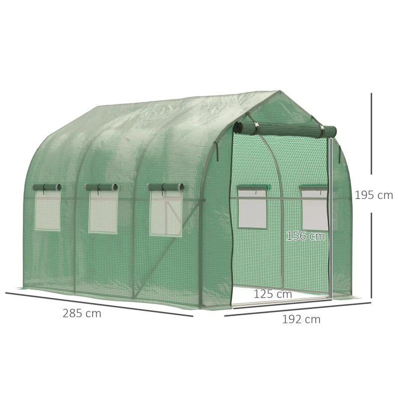 Outsunny Walk in Polytunnel Greenhouse with Windows and Door for Garden, Backyard (3 x 2M)
