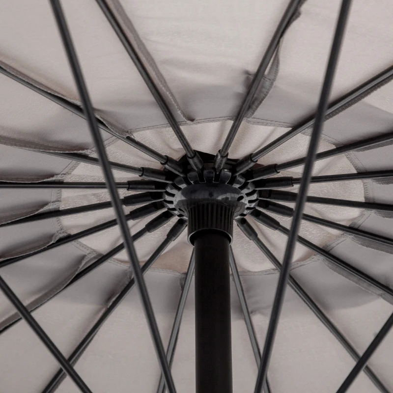 Outsunny Chapéu de Sol Excêntrico Ø296x260cm Chapéu de Sol à Manivela com Ângulo Ajustável para Jardim Pátio Terraço Piscina Cinza Claro