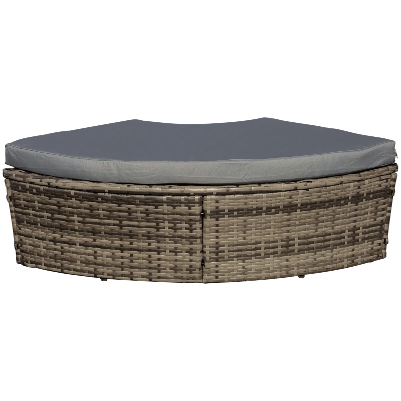 Outsunny Five-Piece Rattan Garden Bed, with Canopy - Mixed Grey