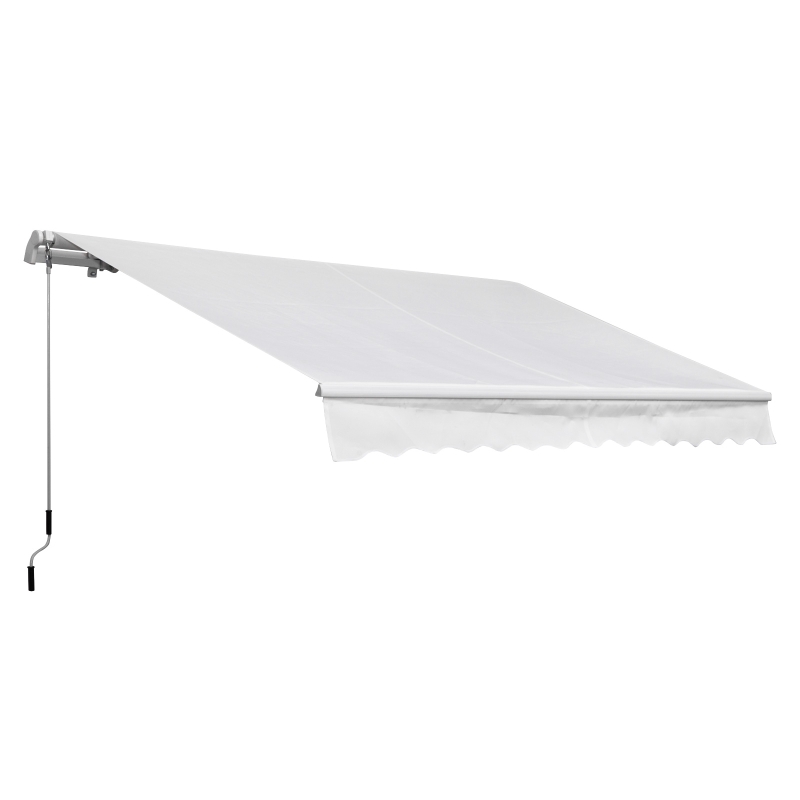 11'L x 8'W Manual Retractable Patio Awning Deck Sunshade Shelter Outdoor Window/Door Canopy Aluminum