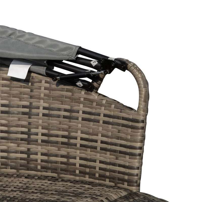 Outsunny Five-Piece Rattan Garden Bed, with Canopy - Mixed Grey