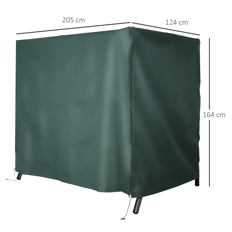 Outsunny Capa para Móveis de Jardim Capa Protetora para Baloiços de Exterior com Zíper 205x124x164cm Verde