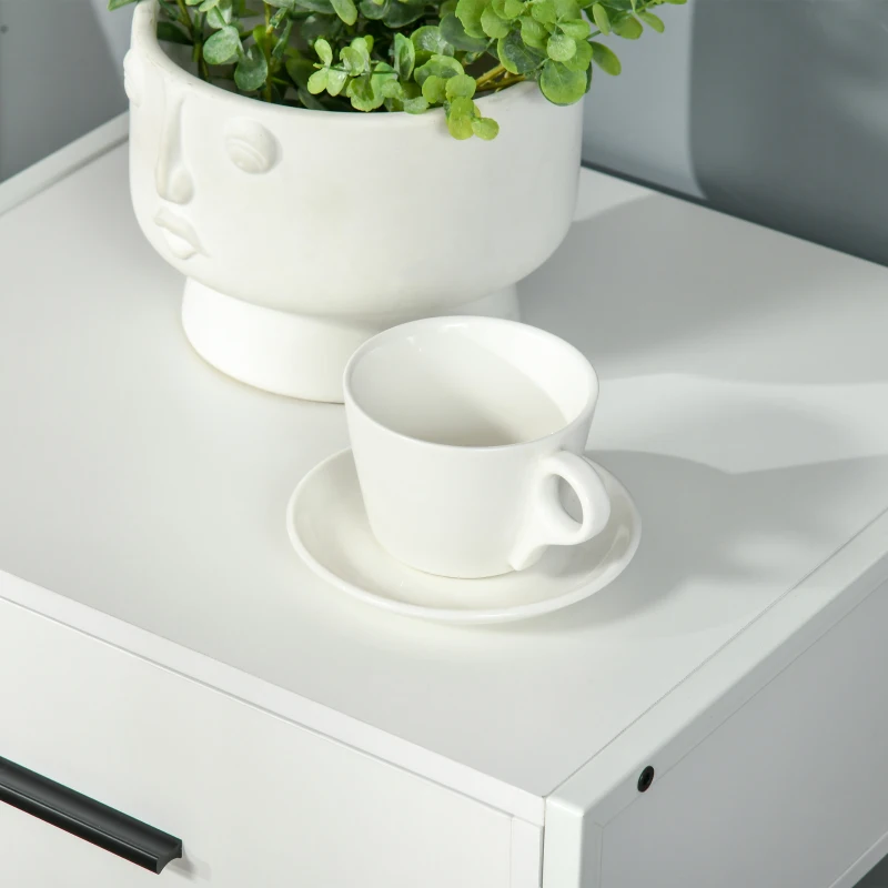 Noptiera moderna HOMCOM, noptiera cu raft cu sertar, dulap de depozitare pentru dormitor, living, alb