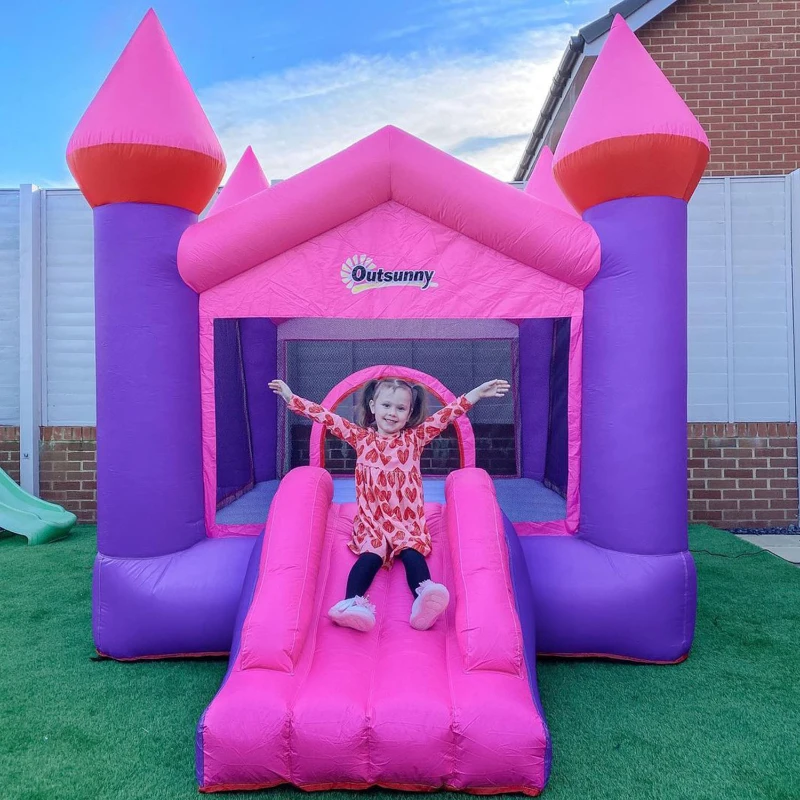 Outsunny Bounce Castle Inflatable Trampoline Slide for Kids w/ inflator 3.5 x 2.5 x 2.7m