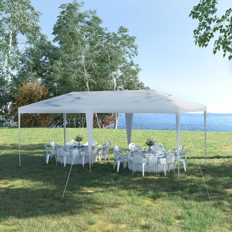 Outsunny Tenda para Festas 583x293x250cm Tenda de Jardim com Paredes Laterais Removíveis 4 Janelas Transparentes Branco