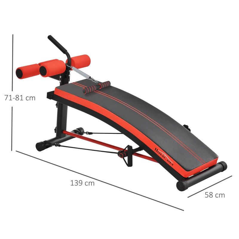 HOMCOM Banco de pesos banco abdominal pesos multifuncional alongamento de braço para fitness com 2 cordas expansoras de aço