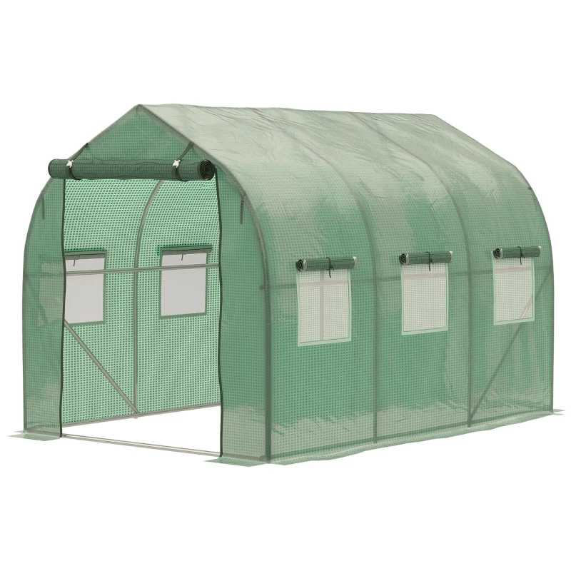 Outsunny Walk in Polytunnel Greenhouse with Windows and Door for Garden, Backyard (3 x 2M)