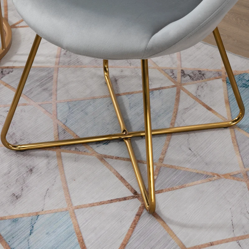 HOMCOM Modern Accent Chairs Velvet Upholstered Armchair with Gold Legs for Living room Bedroom Dinning Room Grey