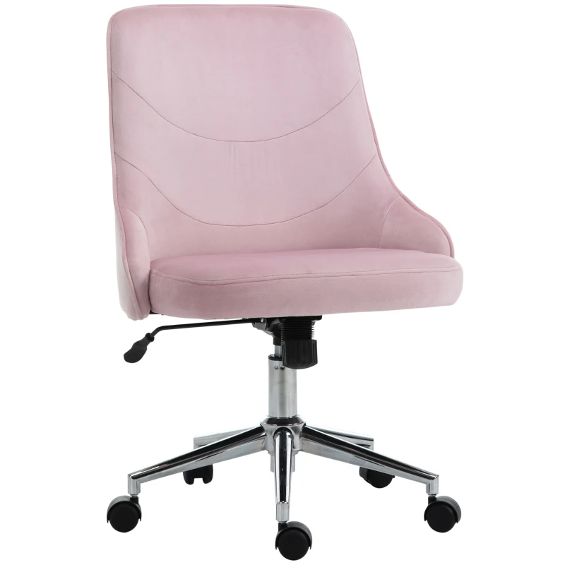 Vinsetto Desk Chair Mid-Back Velvet-Touch Pink