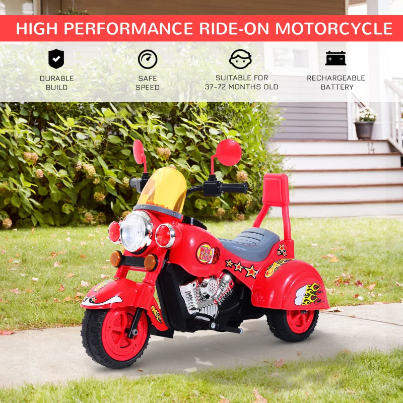 HOMCOM Kids Electric Motorbike 6V Children Ride On Motorcycle Battery Powered Toy w/ Lights Sound for 3-6 Years Old Red