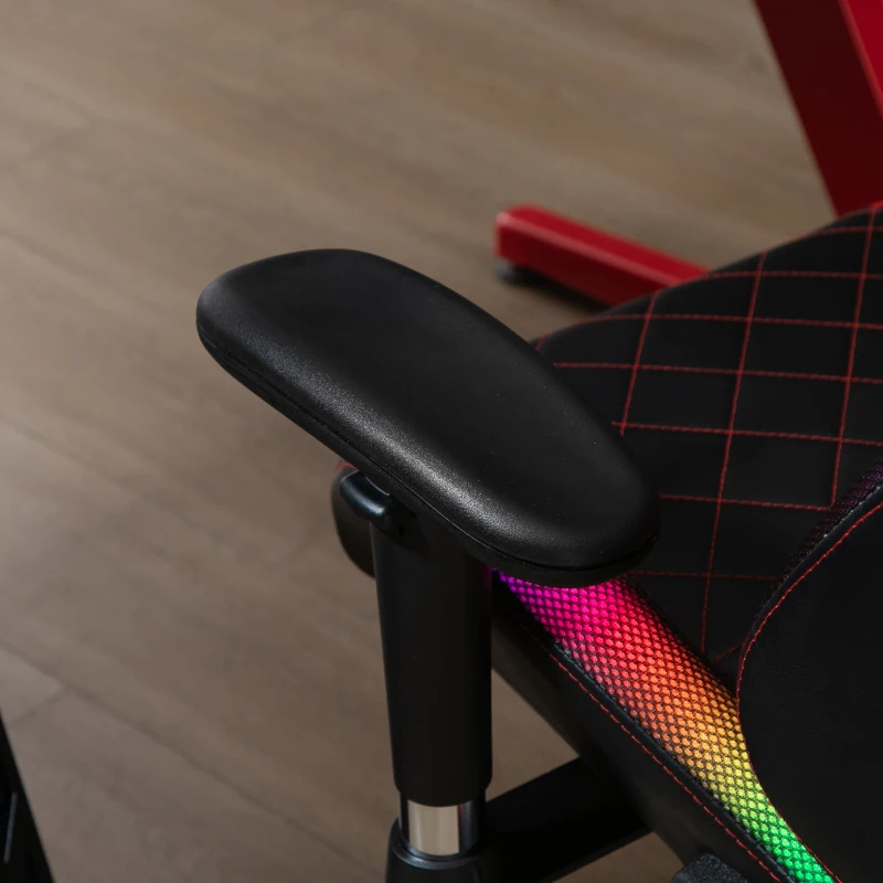 Vinsetto Racing Gaming Chair with RGB LED Light, Lumbar Support, Adjustable Height, Swivel Home Office Computer Recliner High Back Gamer Desk Chair, Black Red