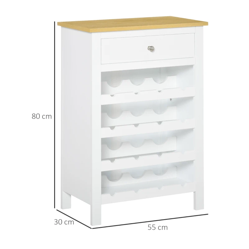 HOMCOM Meuble range-bouteilles capacité 16 bouteilles avec tiroir - MDF - 55 x 30 x 80 cm