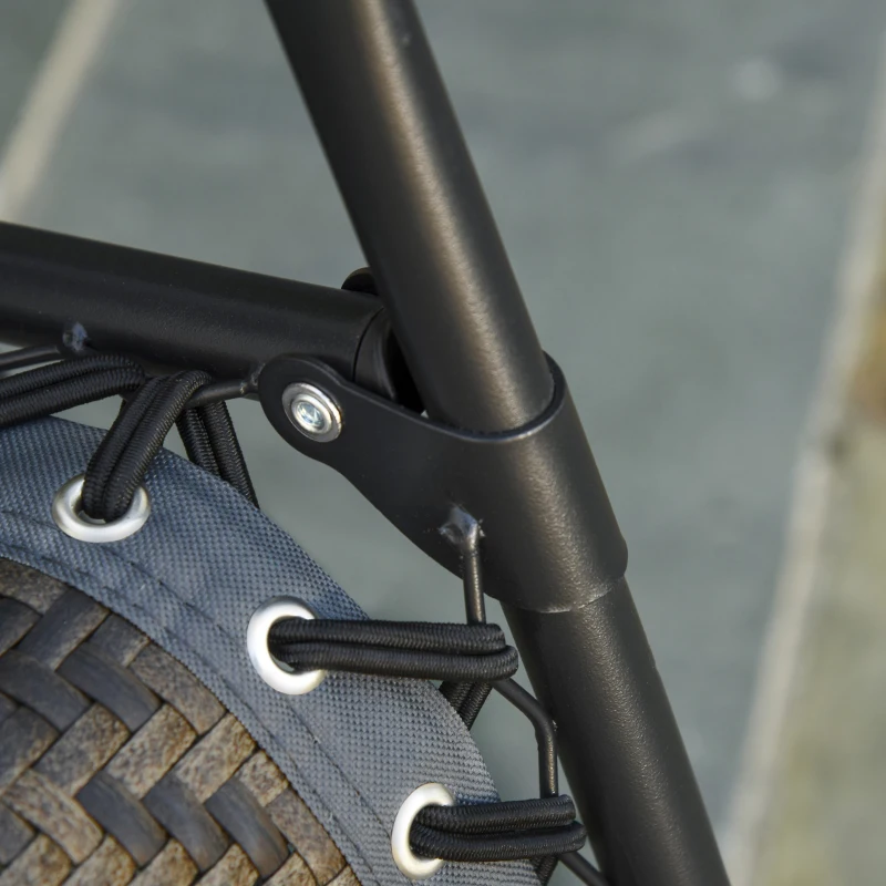 Outsunny Sezlong pentru a face plaja pentru Gradina Pliabil din Rattan si Otel