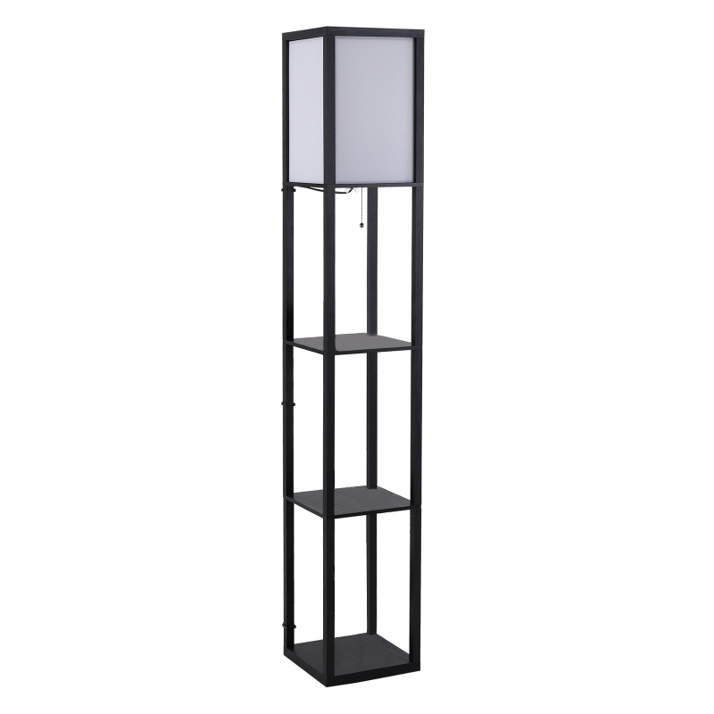 Homcom Lampadaire étagère lampe étagère 26L x 26l x 160H cm 3 étagères 4 niveaux MDF noir