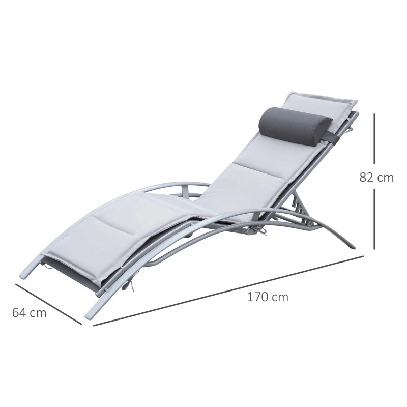 Outsunny Fotoliu sezlong de Gradina Fotoliu Relax Gri, 170x64x80cm
