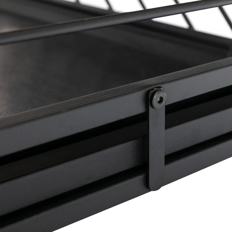 PawHut Steel Dog Crate Small Medium Dog Kennel Two Doors Tray Large Top Pet Cage 76L x 48W x 53H cm, Black