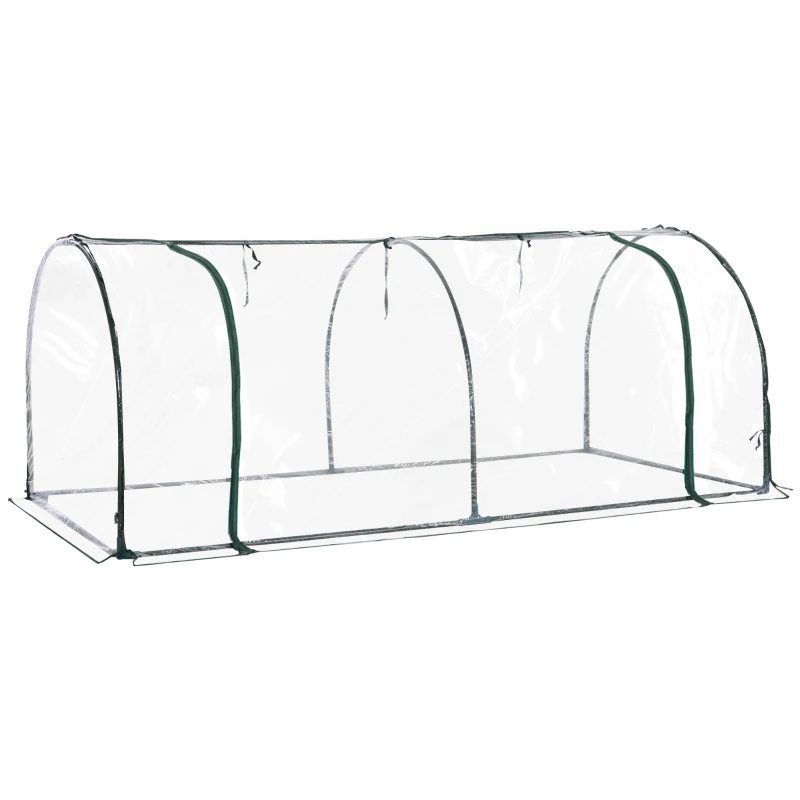 Outsunny Seră pentru Grădină tip Tunel din PVC Cadru din oțel Trasparentă, 200x100x80cm