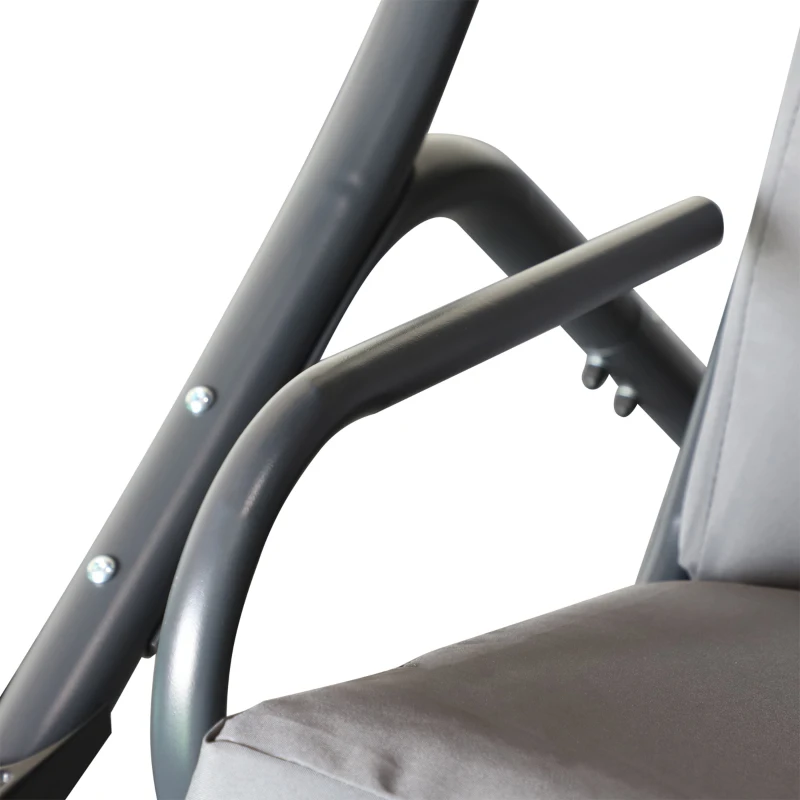 Outsunny 2 Seat Modern Outdoor Swing Chairs With Handrails and Removable Canopy - Grey