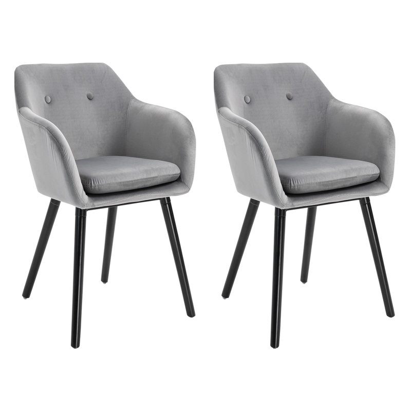 Lot de 2 chaises de visiteur style scandinave velours