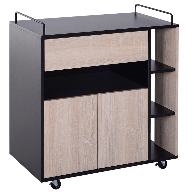 Homcom Chariot de Service Compartimenté sur Roues Noir 77 x 40 x 82 cm