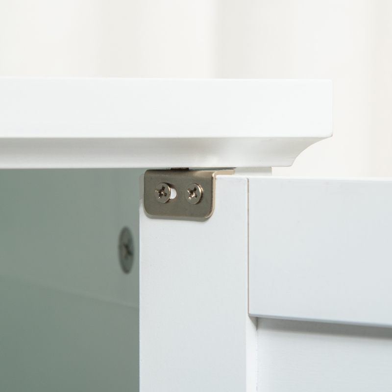 PawHut Maison de toilette pour chat design niche cabane pour chat meuble cache litière chat 1 porte avec 2 gamelles - 64 x 51 x 51,8 cm MDF blanc