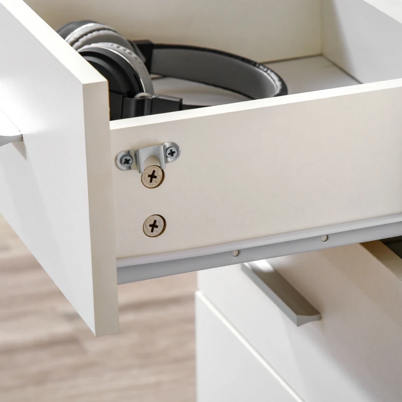 Vinsetto 3 Drawer Filing Cabinet Home Office Under Desk Mobile File Storage Organizer with Castors, White