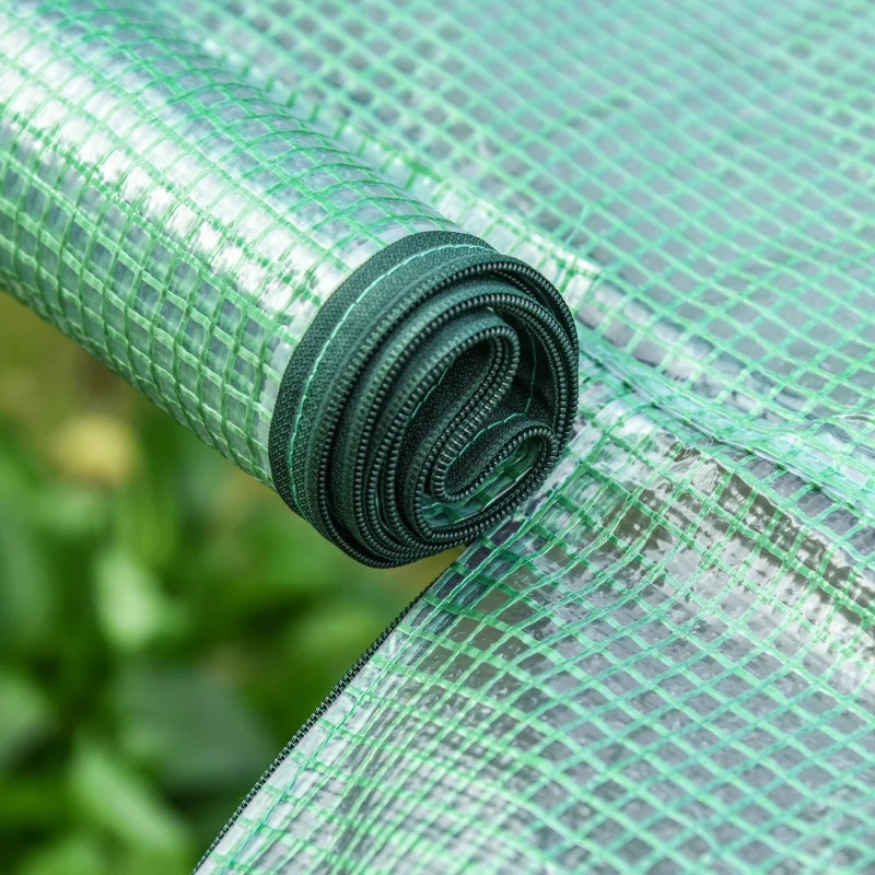 Outsunny PE Tunnel Greenhouse Green Grow House Steel Frame for Garden Backyard with Zipper Doors 296x100x80 cm Green