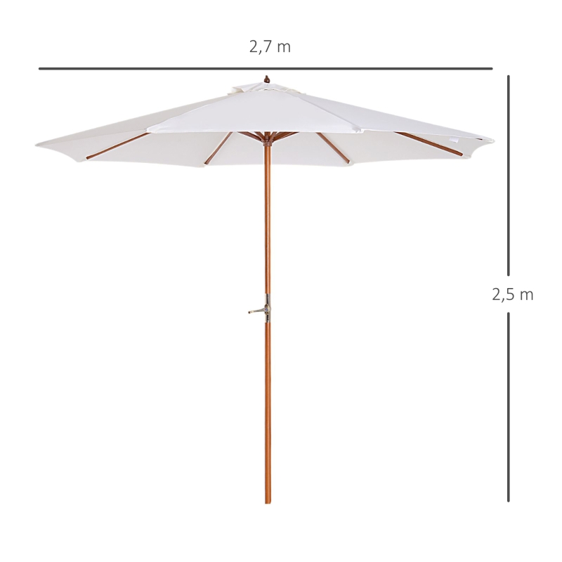 Outsunny Umbrela cu Stalp de Lemn Rezistent la razele UV bej Φ270 x 250A cm