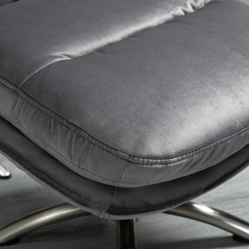 HOMCOM 2 Pieces Modern Stylish Ergonomic Tilt Leisure Armchair w/ Ottoman Grey Silver