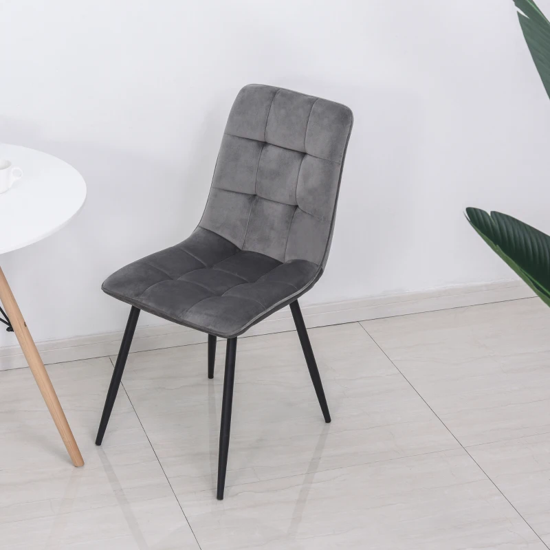 HOMCOM Zestaw 2 krzeseł do jadalni krzesło kuchenne krzesło tapicerowane oparcie szary + czarny