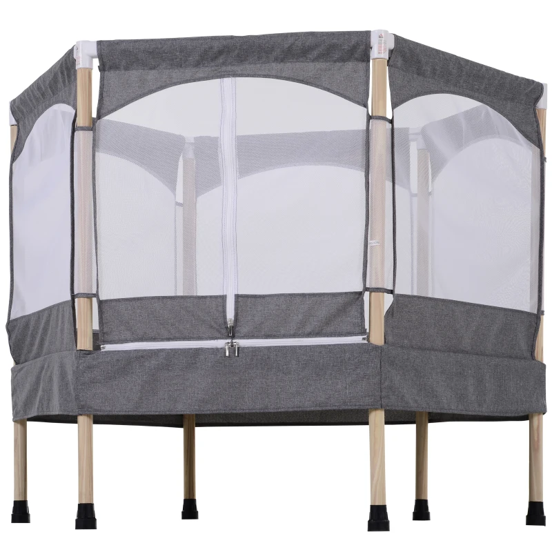 HOMCOM Kids 50-inch Outdoor Trampoline w/ Safety Enclosure Net and Spring Pad Grey