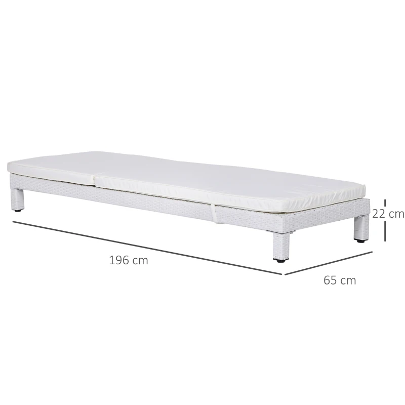 Outsunny Set 2 Sezloguri de Gradina in PE Rattan cu Perna Captusita Alba