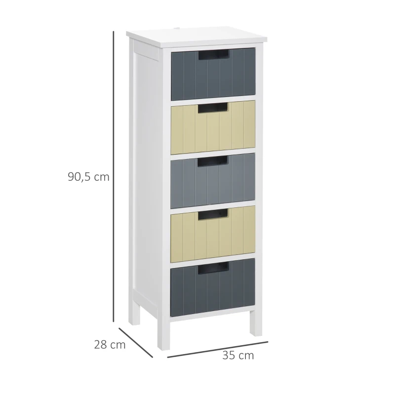 HOMCOM Storage Tower, Dresser Chest of Drawers, Wood Top, Organizer Unit for Closets Bedroom Nursery Room Hallway